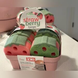 Joie Strawberry Cleaning Sponges Pink Carrier